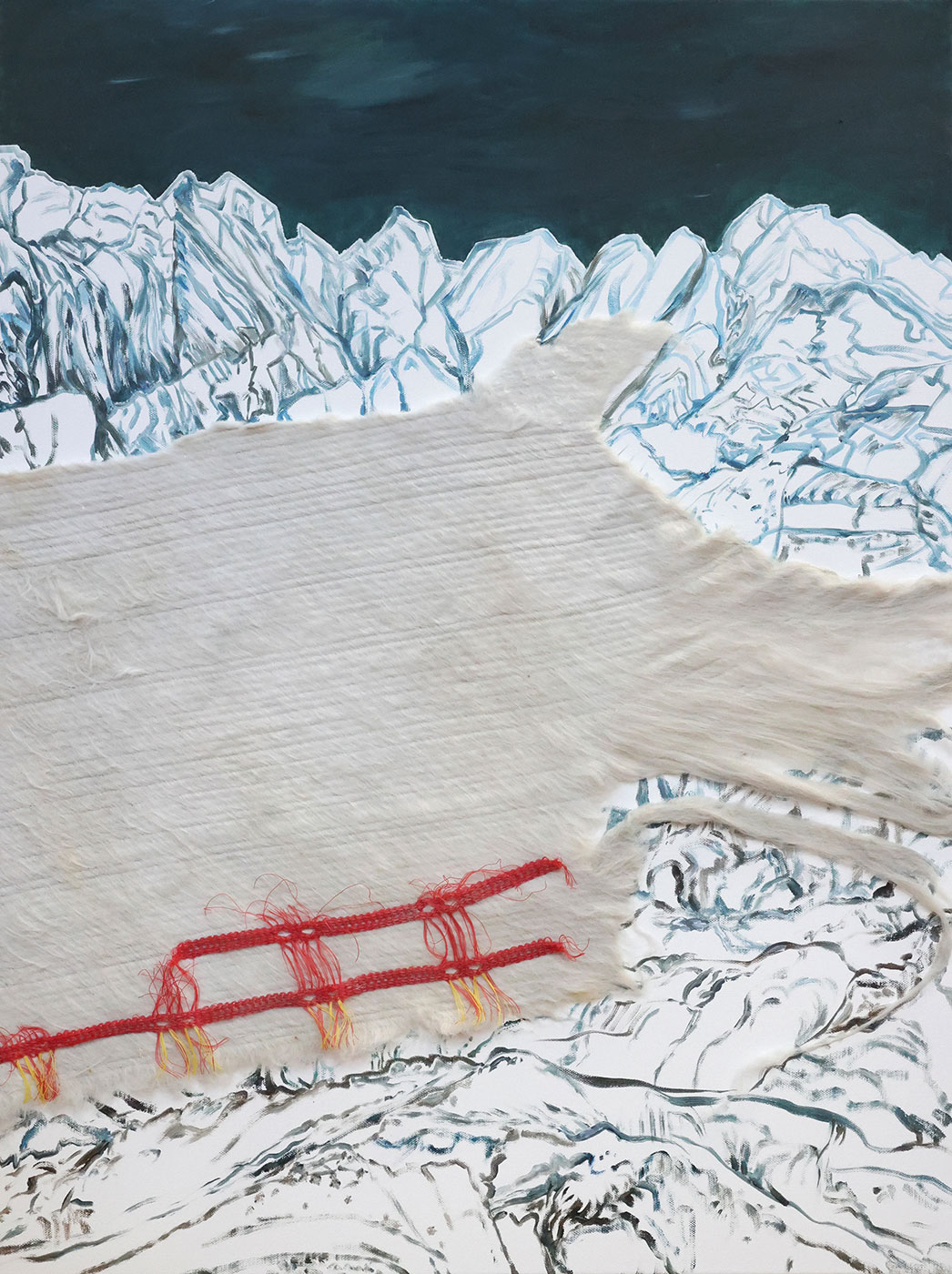 Skizzenhafte Gletscherlandschaft mit Snow-Farming-Vlies